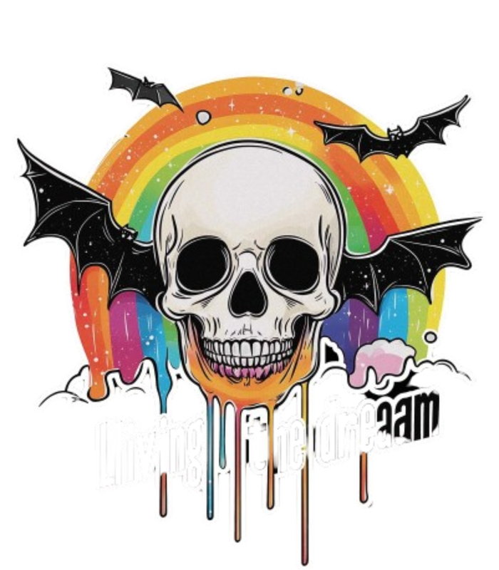 Living The Dream Spooky Skull Halloween Vibe Bat Mesh Reversible Basketball Jersey Tank