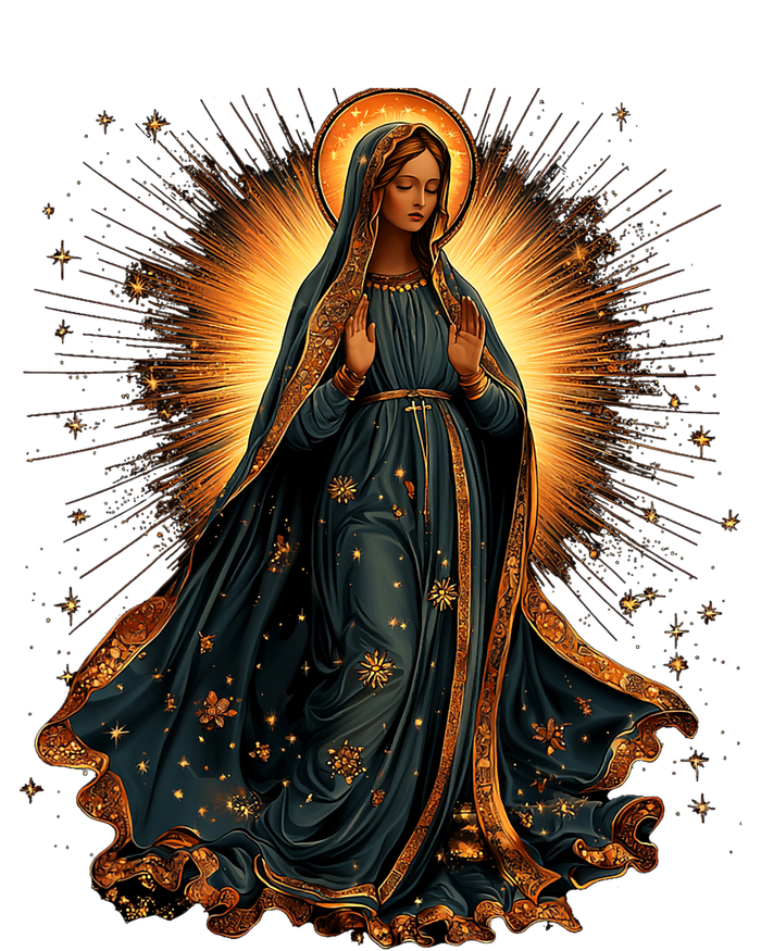 Virgin Mary In Radiant Golden Light With Halo Premium Hoodie