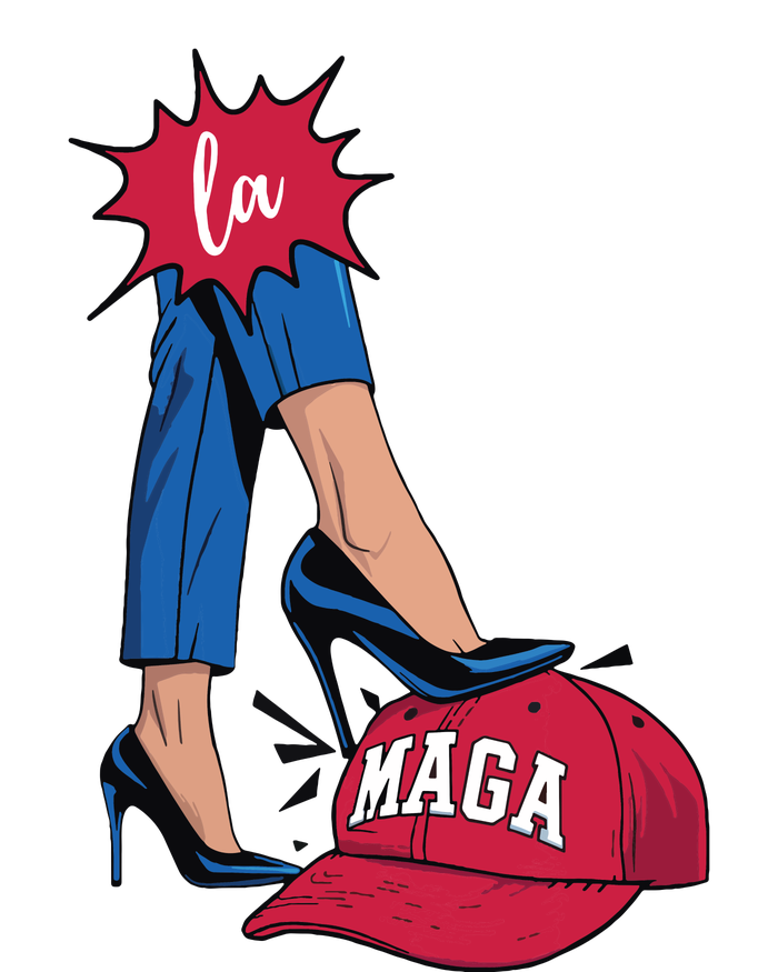 Kamala Harris With High Heels Stepping On Red Hat 2024 Funny T-Shirt