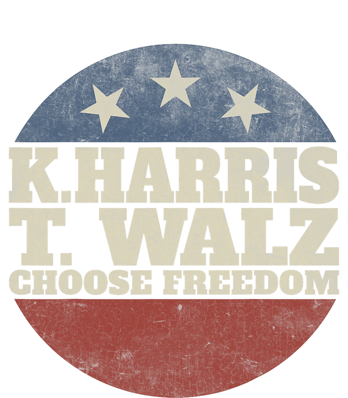 Harris Waltz 2024 Choose Freedom Election Retro Button T-Shirt