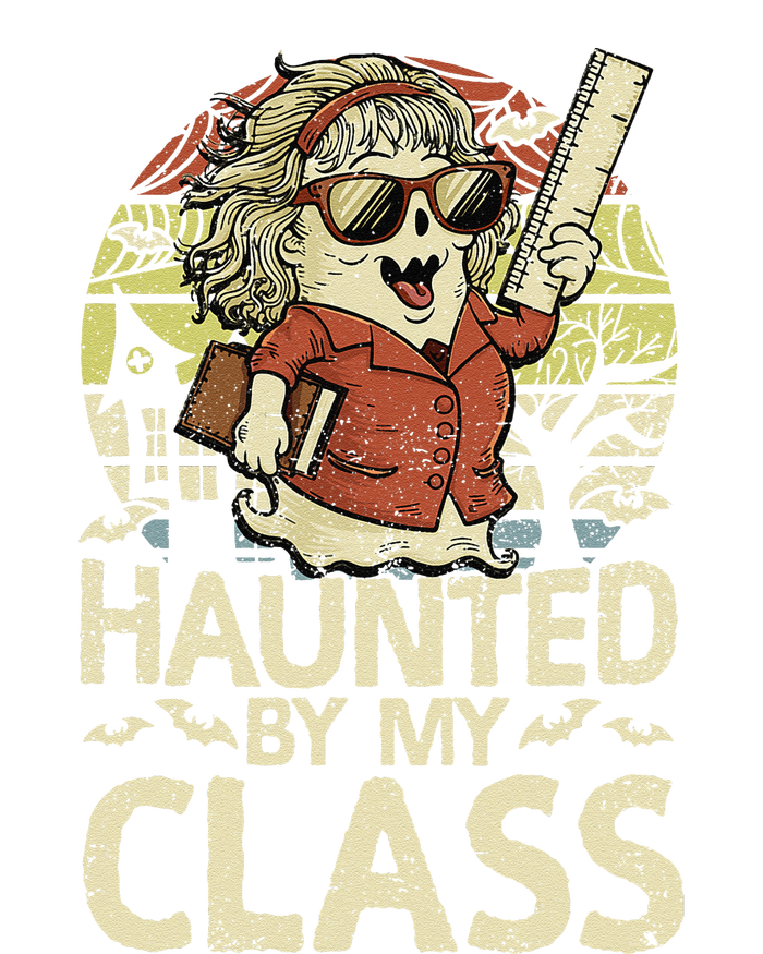 Haunted By My Class Funny Women Ghost Halloween Teacher Ladies Long Sleeve Shirt