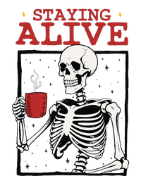 Spooky Vibe Coffee Skeleton Halloween Staying Alive Meme Softstyle Adult Sport Polo