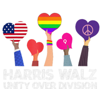 Harris Waltz 2024 Unity Over Division Kamala Harris Tim Walz High Crown Mesh Back Trucker Hat