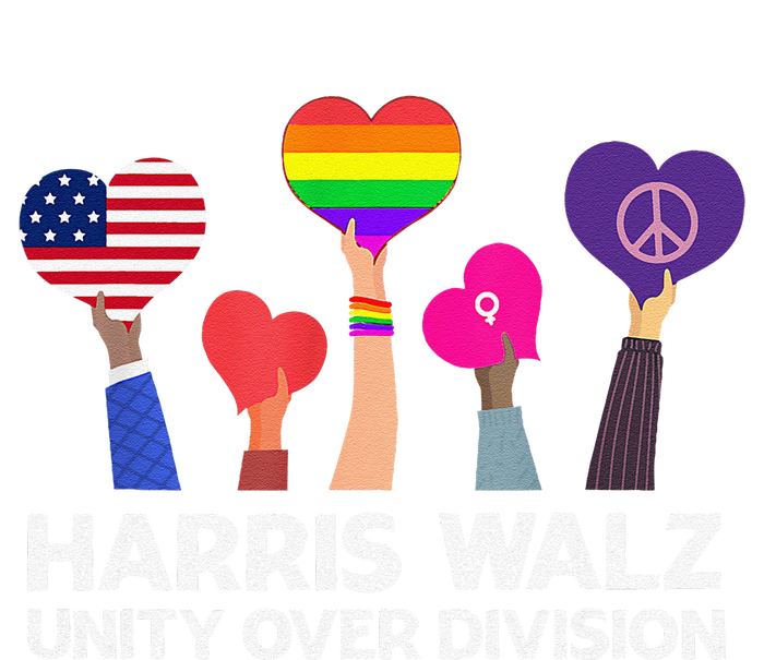 Harris Waltz 2024 Unity Over Division Kamala Harris Tim Walz High Crown Mesh Back Trucker Hat