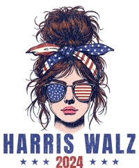 Harris Walz 2024 American Flag Messy Bun Ladies Essential Flowy Tank