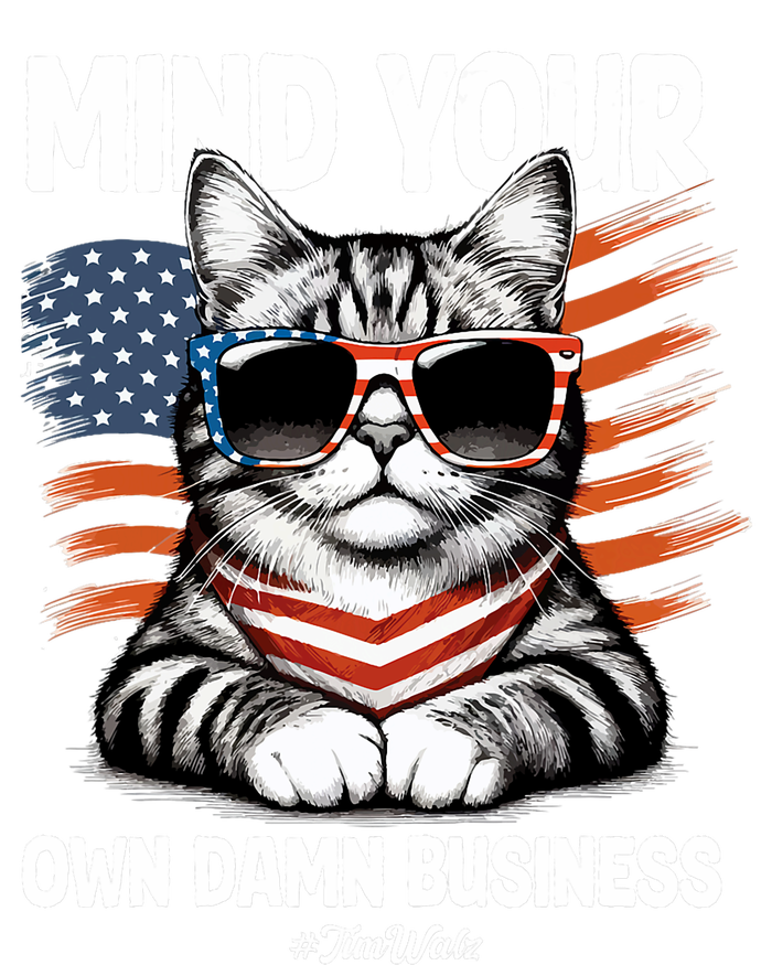 Walz Mind Your Own Damn Business Harris Waltz Cat Lady Womens Funnel Neck Pullover Hood