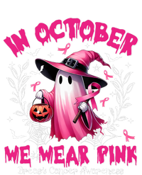 In October We Wear P.I.N.K Ghost Witch Breast Cancer Awareness Ladies Long Sleeve Shirt