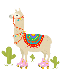 Roller Skating Llama Retro Roller Skater Animal Coaster