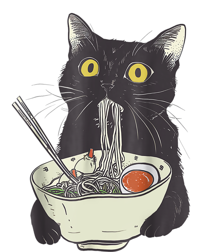 Funny Cat Eating Ramen Vintage Japanese Noodles T-Shirt