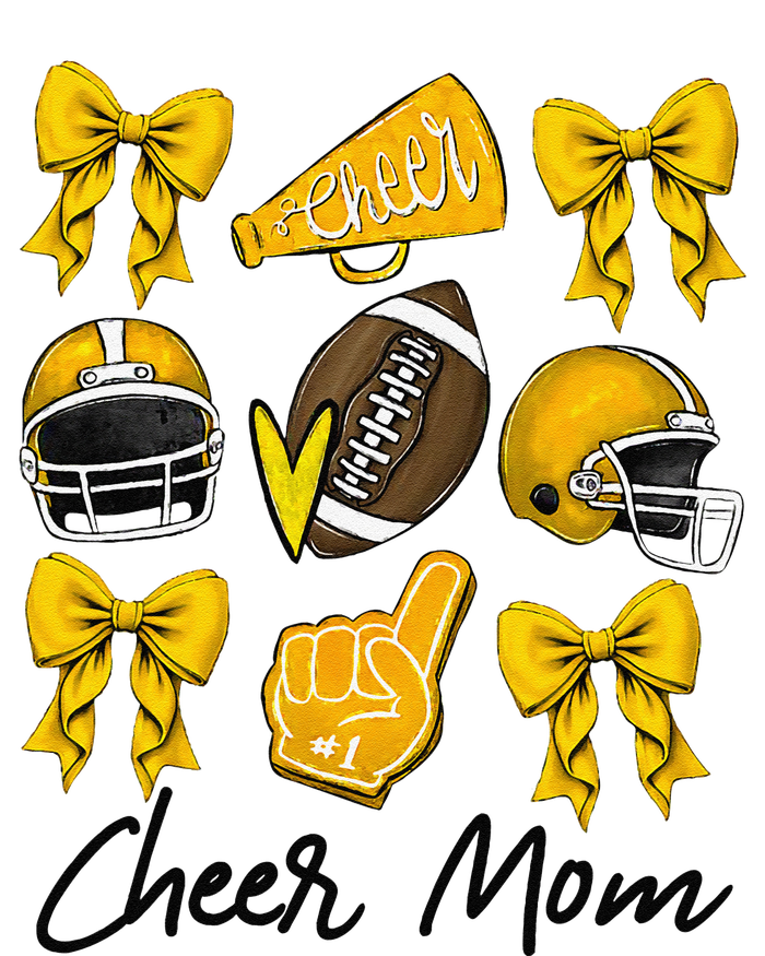 Football Coquette Bow Cheer Mom Yellow Gift T-Shirt