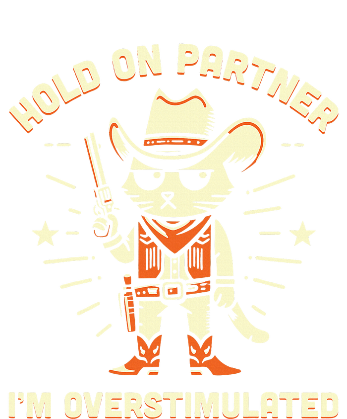 Hold On Partner IM Overstimulated Retro Western Cat Cowboy Softstyle Adult Sport Polo