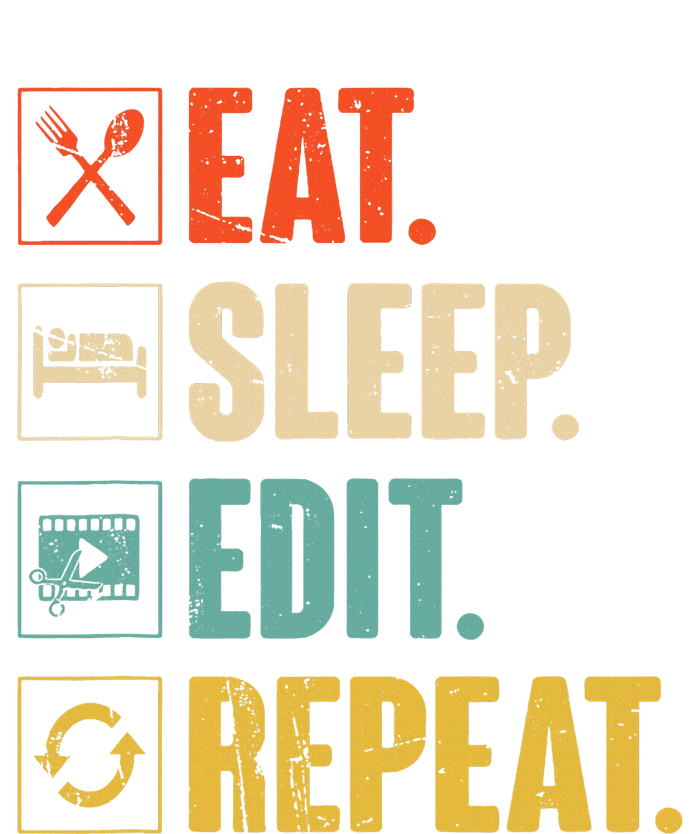 Eat Sleep Edit Repeat Vintage Editing Editor Dry Zone Grid Polo