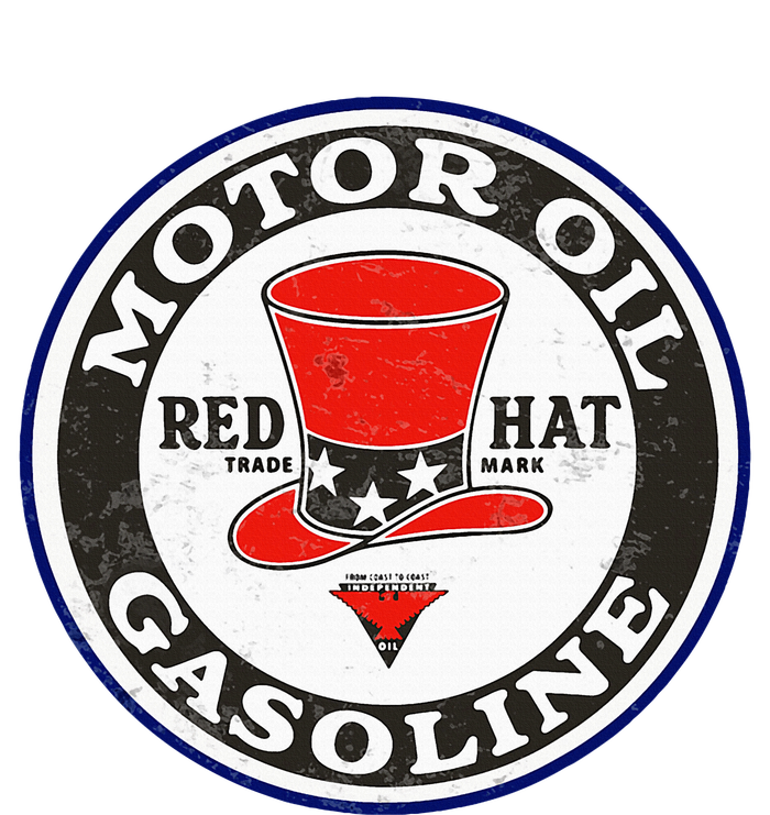 Retro Vintage Gas Station Red Hat Motor Oil Car Bikes Garage T-Shirt