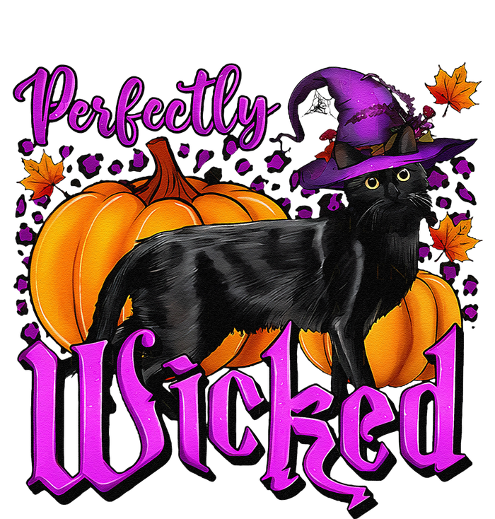 Perfectly Wicked Halloween Black Cat Witch Hat Pumpkin Ceramic Bell Ornament