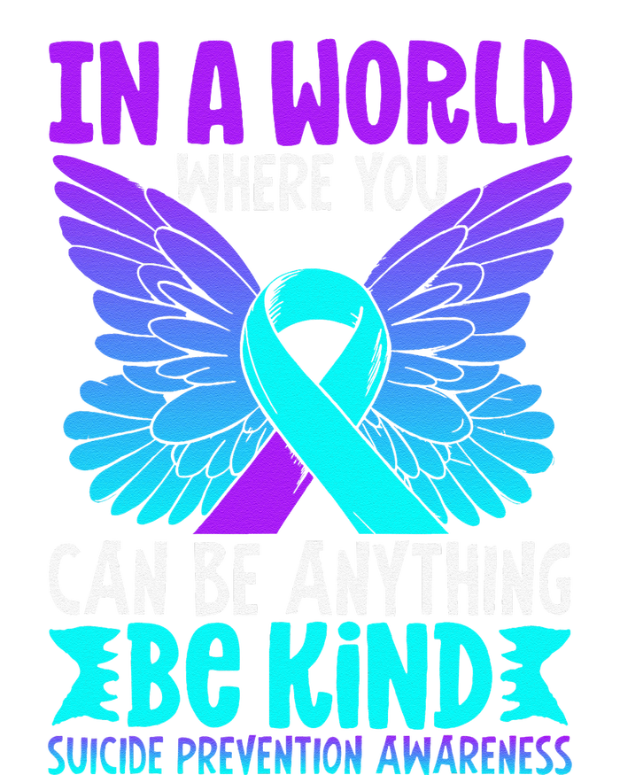 Be Kind Butterfly Teal Purple Ribbon Suicide Prevention Cropped Pullover Crew