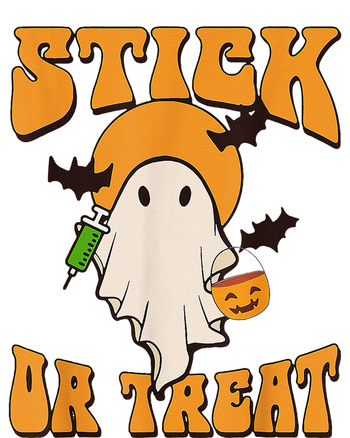 Retro Stick Or Treat Nurse Halloween Ghost Spooky Season Hoodie