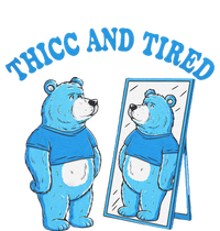 Thicc And Tired Bear Mirror Reflection Humor Performance Long Sleeve Polo