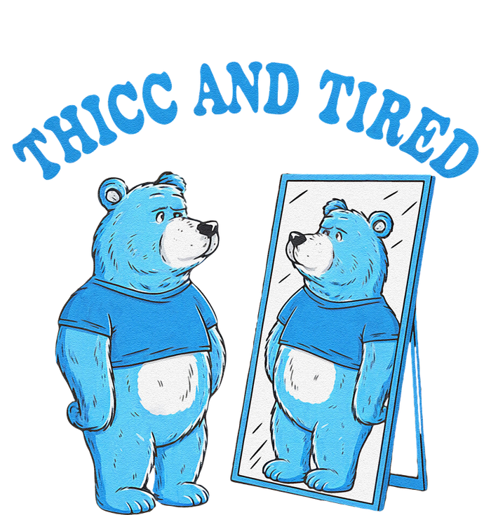 Thicc And Tired Bear Mirror Reflection Humor Performance Long Sleeve Polo