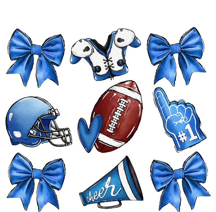 Funny Blue Cheer Football Game Day Coquette Bow Touchdown Gift High Crown Mesh Back Trucker Hat