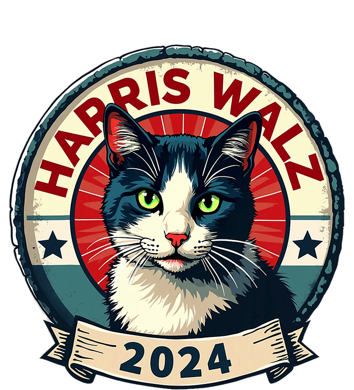 Harris Walz 2024 Funny Cat Election Kamala Harris Tim Waltz Women's Tri-Blend 3/4-Sleeve Raglan Shirt