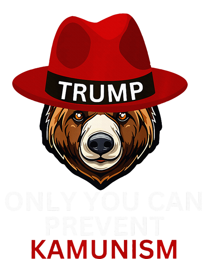 Bear In Trump Hat. Only You Can Prevent Communism. Striped Beanie with Solid Band