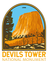 Devils Tower National Monument Wyoming Emblem Vintage Pom Pom 12in Knit Beanie