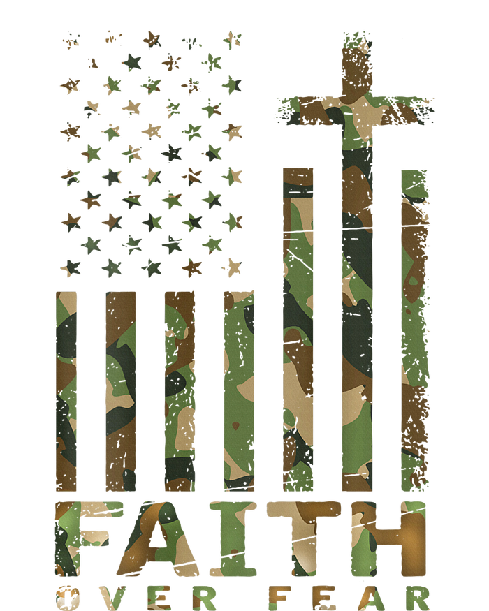 Military Camo Faith Over Fear Inspirational Christian Women's Fleece Hoodie