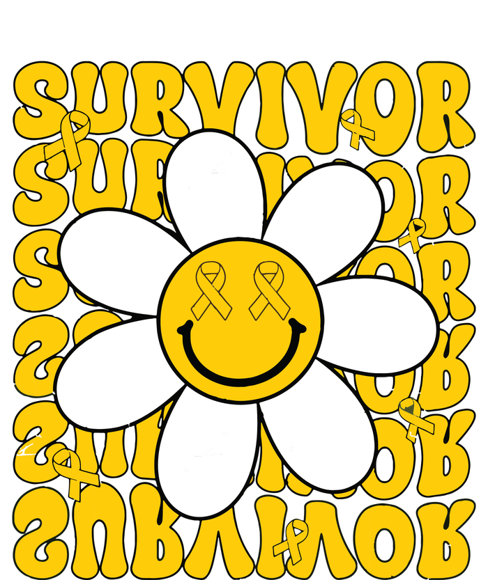 Retro Groovy Childhood Cancer Awareness Month Survivor T-Shirt