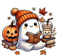 Women Halloween Ghost Coffee Cute Ghost Reading Book Lovers Gift Poster