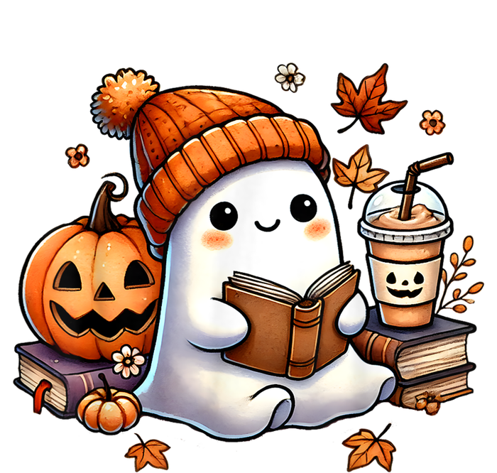 Women Halloween Ghost Coffee Cute Ghost Reading Book Lovers Gift Poster