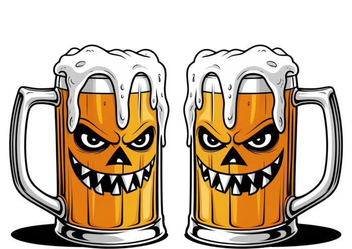 Funny Halloween Beer Lover Scary Pumpkin Face Design T-Shirt