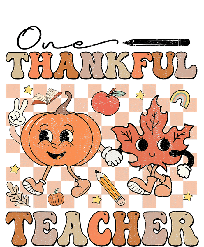 One Thankful Teacher Thanksgiving Groovy Fall Autumn Teacher Grommeted Golf Towel