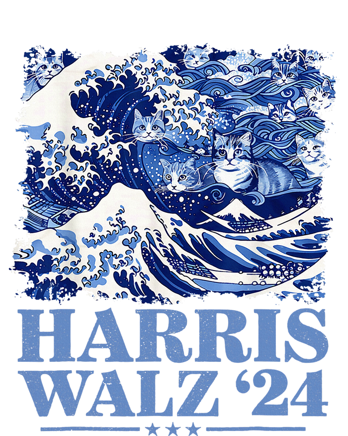 Harris Waltz 2024 Cute Wave Of Blue Cats For Kamala Harris Cropped Pullover Crew