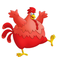 Red Fat Chubby Chicken Bird Cock Cartoon Art Dry Zone Grid Polo