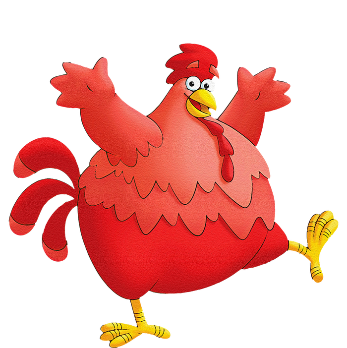 Red Fat Chubby Chicken Bird Cock Cartoon Art Dry Zone Grid Polo