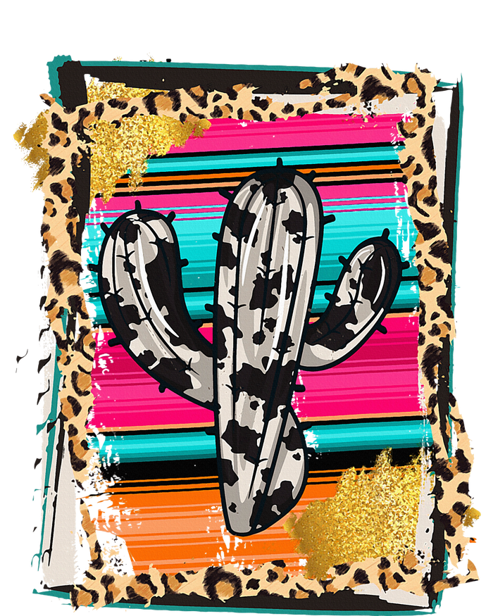 Serape Cactus Leopard Cow Pattern Print Cowgirl Rodeo T-Shirt