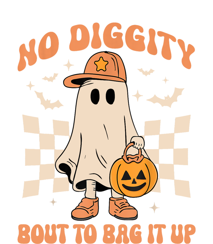 Retro Groovy Halloween Ghost No Diggity Bout To Bag It Up Gift Women's Crop Top Tee