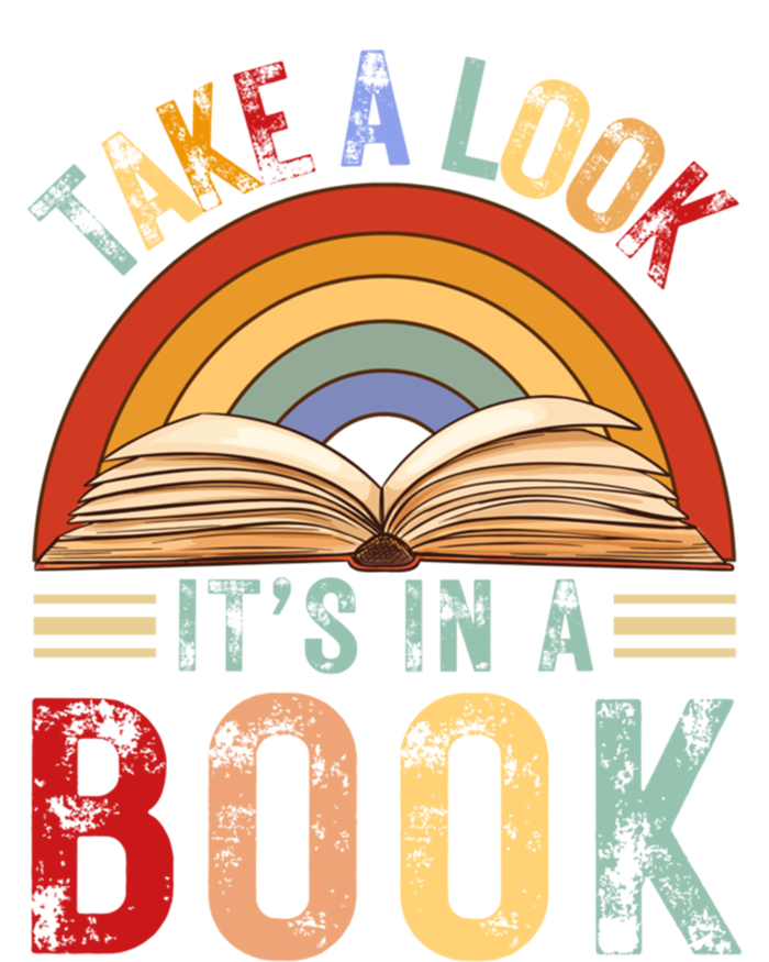 Cool Rainbow Reading Take A Look Its In A Book Retro Vintage Gift T-Shirt