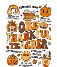 One Thankful Teacher Retro Groovy Fall Teachers Thanksgiving Day Gift T-Shirt