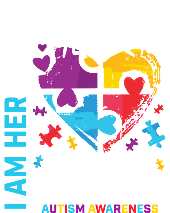 I Am Her Voice She Is My Heart Autism Awareness Puzzle Piece Cool Gift T-Shirt