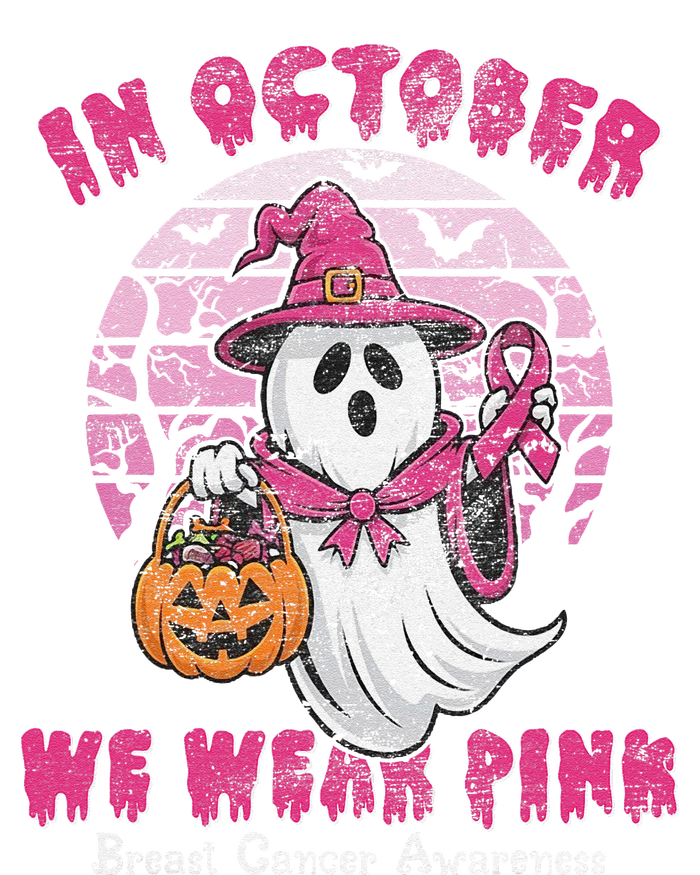 In October We Wear Pin.K Ghost Witch Breast Cancer Awareness Kids Long Sleeve Shirt