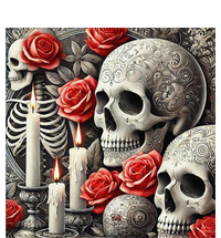 Skulls Roses And Candles Halloween Thrills Spooky Scary T-Shirt