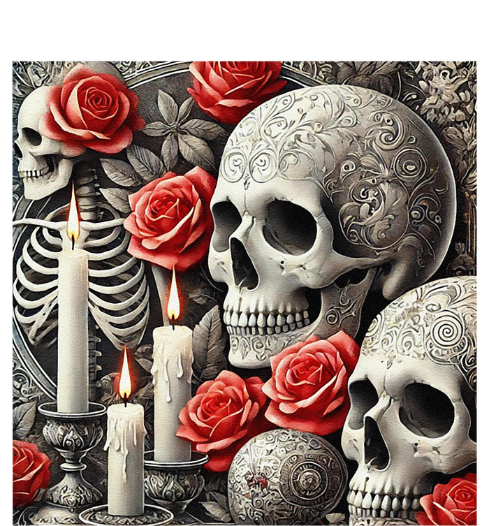 Skulls Roses And Candles Halloween Thrills Spooky Scary T-Shirt