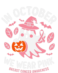 In October We Wear Pin.K Ghost Witch Breast Cancer Awareness Women's V-Neck T-Shirt