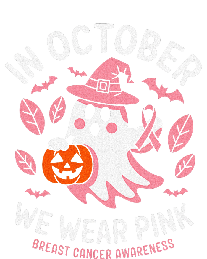 In October We Wear Pin.K Ghost Witch Breast Cancer Awareness Women's V-Neck T-Shirt