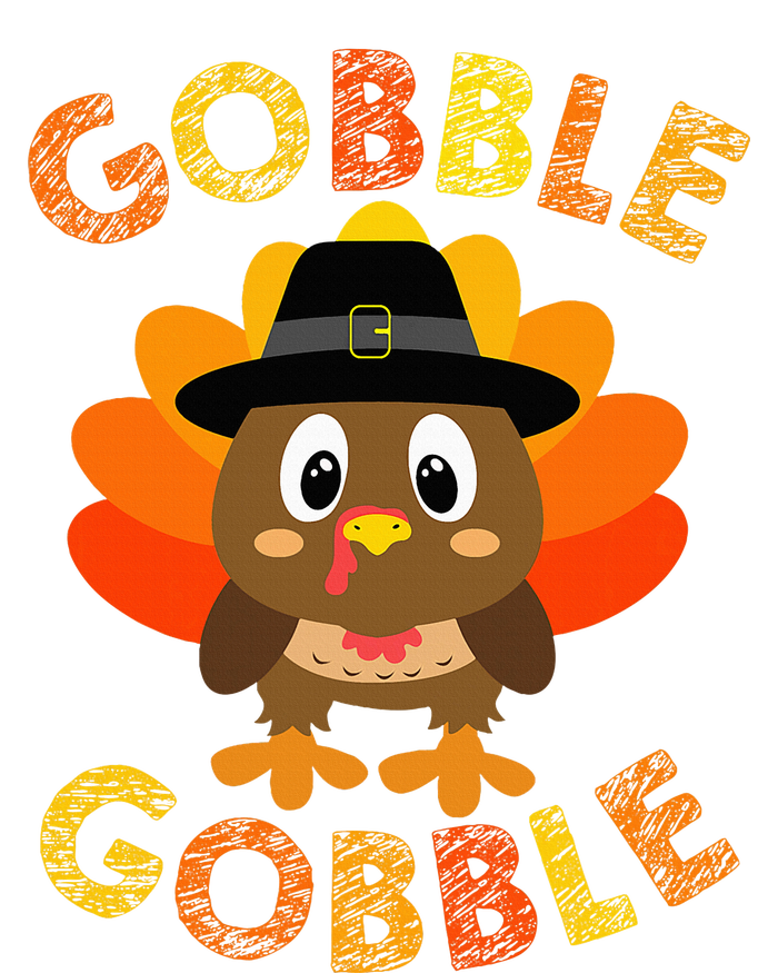 Cute Gobble Gobble Turkey Pilgrim Little Thanksgiving Premium Hoodie