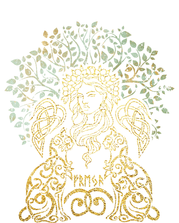 Freya Goddess Freyja Viking Norse Yggdrasil Tree Celtic Gold T-Shirt