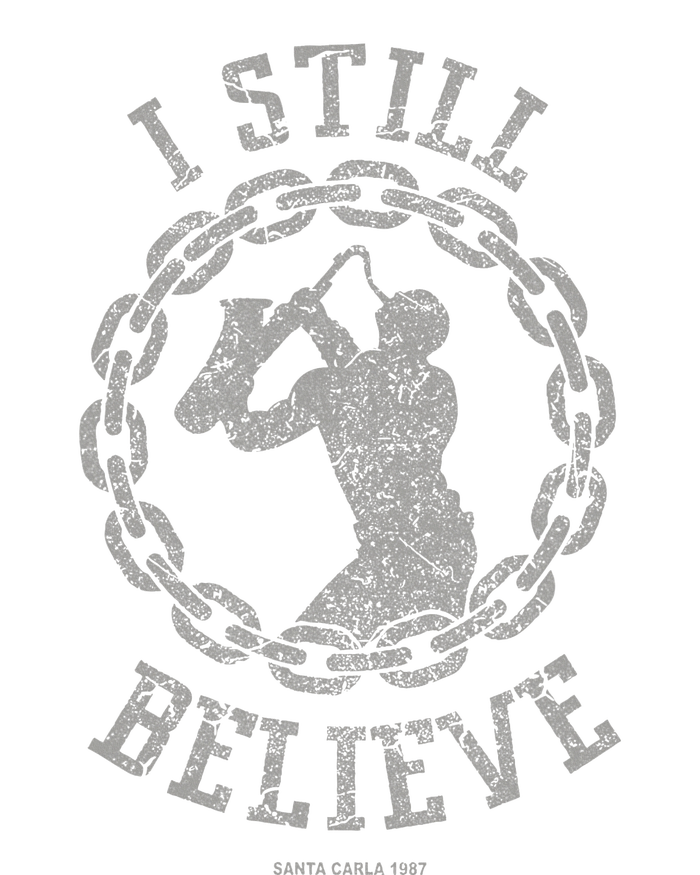 I Still Believe Muscle Saxophone Big Chain Silhouette Ladies Long Sleeve Shirt