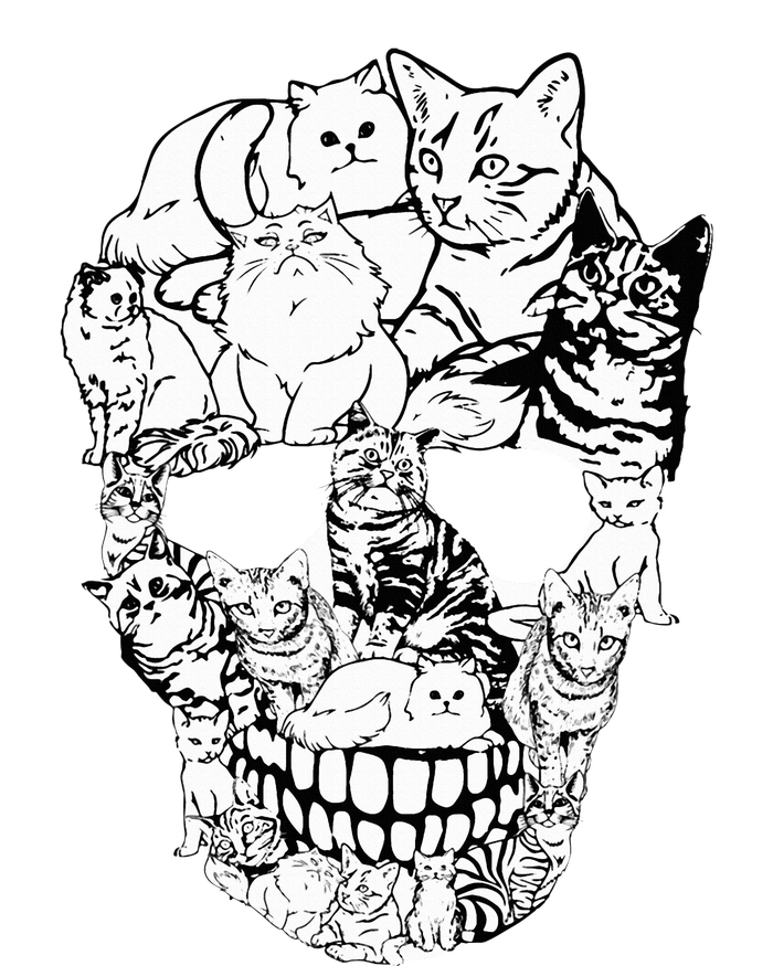 Cat Skull Kitty Skeleton Halloween Poster