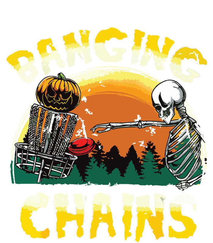 Retro Disc Golf Banging Chains Spooky Halloween Skeleton T-Shirt